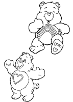 A coloring page of care bears